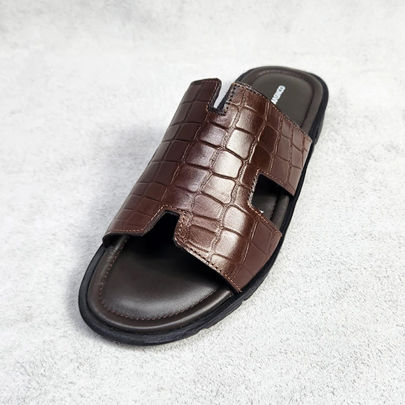 Men’s Leather Sandal in Dark Brown - Image 3