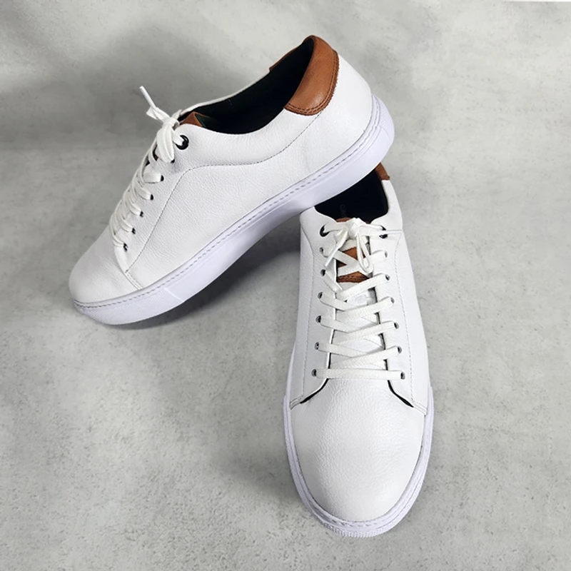 Men’s Premium Leather Sneaker in White - Image 4