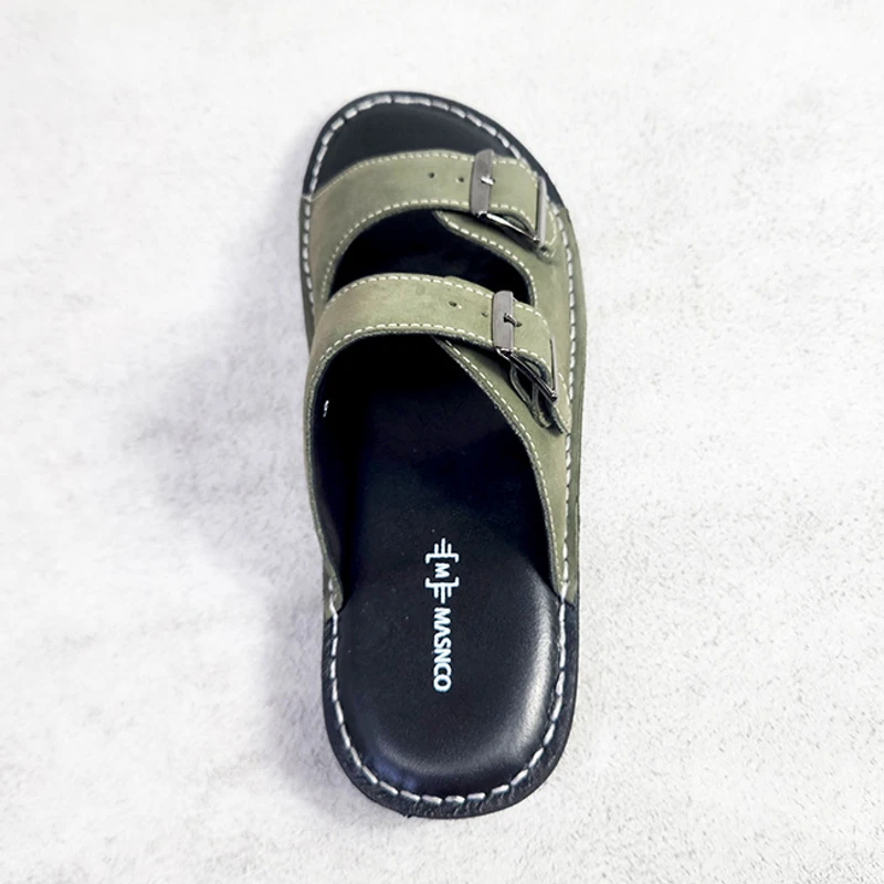 Comfortable Leather Sandal in Olive - Image 4