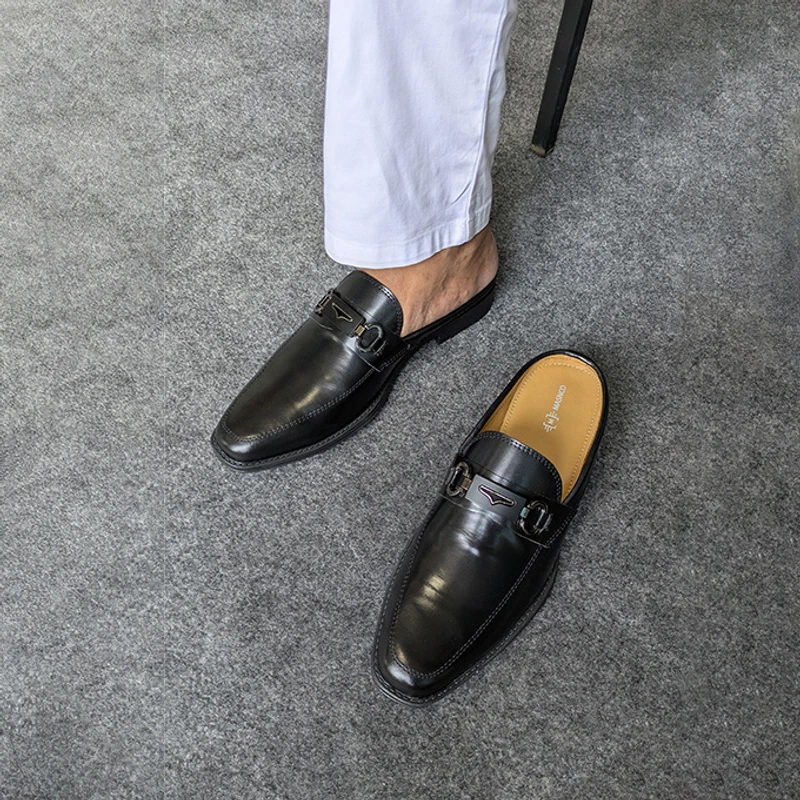 Premium Leather Half Shoes in Black