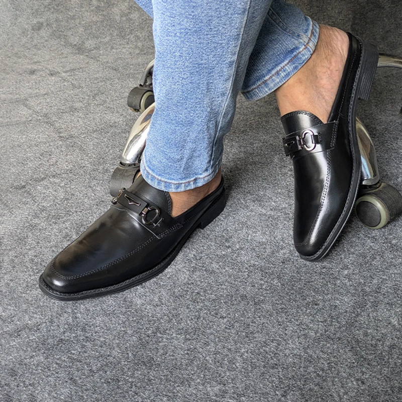 Premium Leather Half Shoes in Black