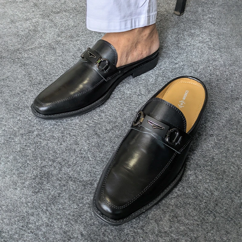Premium Leather Half Shoes in Black - Image 3