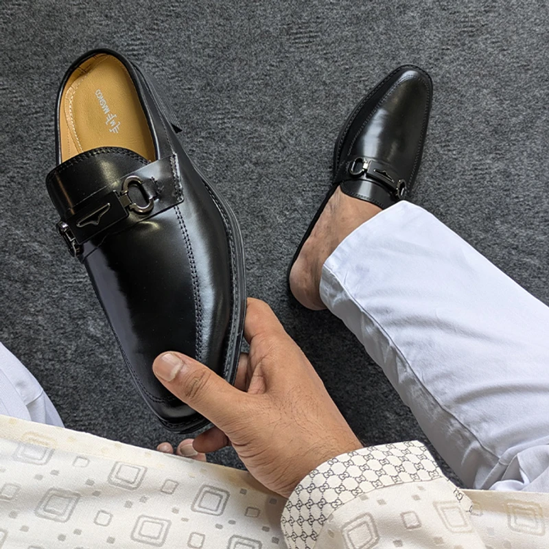 Premium Leather Half Shoes in Black - Image 5