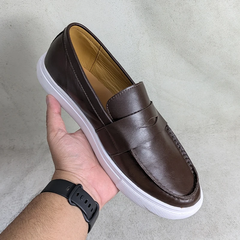 Men's Leather Sneaker in Brown - Image 6