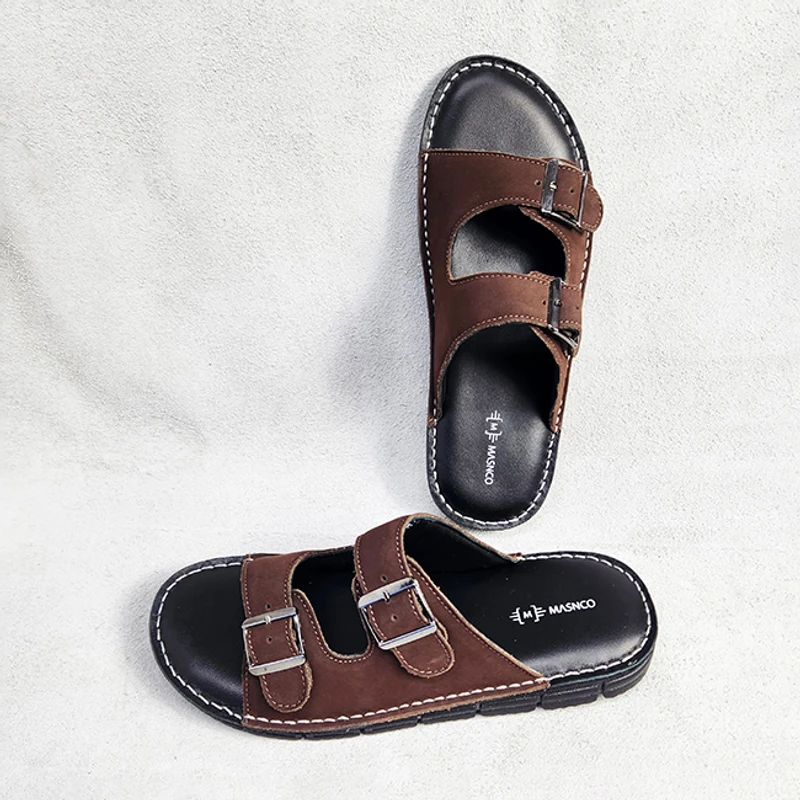 Comfortable Leather Sandal in Dark Brown