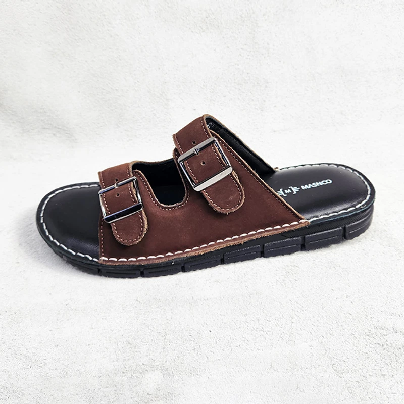 Comfortable Leather Sandal in Dark Brown