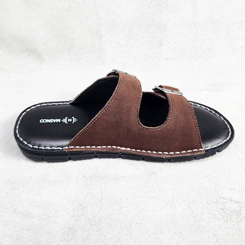 Comfortable Leather Sandal in Dark Brown - Image 3