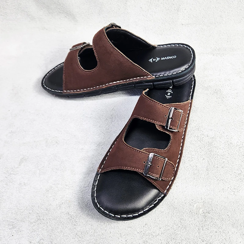 Comfortable Leather Sandal in Dark Brown - Image 6