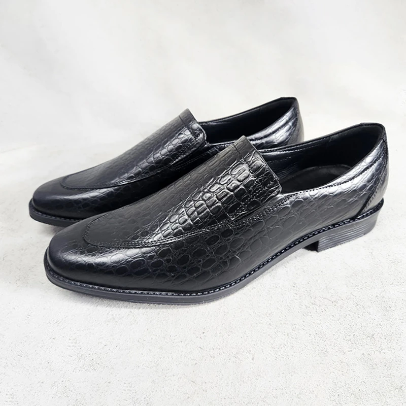 Slip-on Leather Shoe for Men in Black Croco
