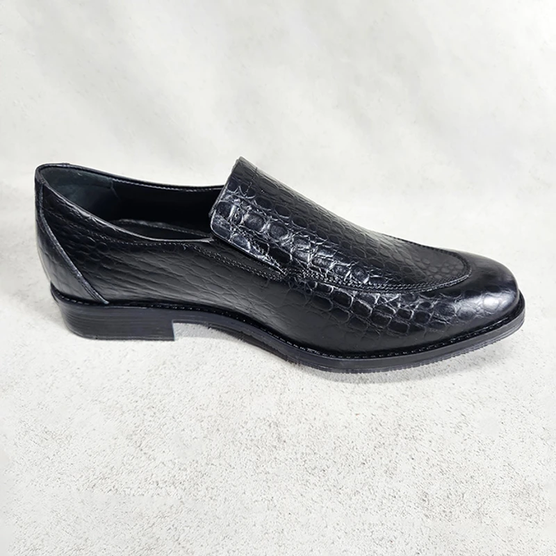 Slip-on Leather Shoe for Men in Black Croco