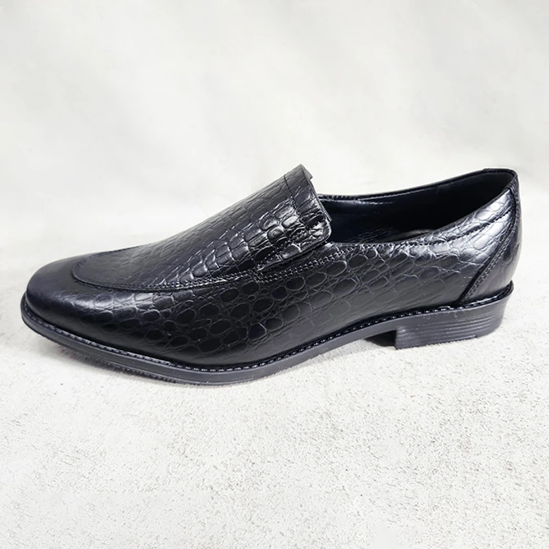 Slip-on Leather Shoe for Men in Black Croco - Image 3