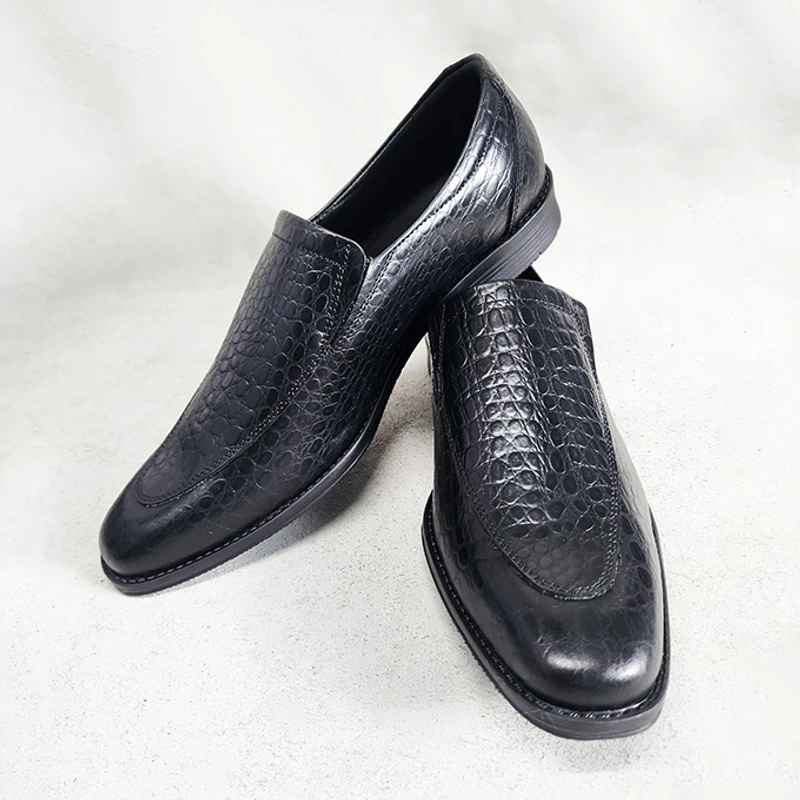 Slip-on Leather Shoe for Men in Black Croco - Image 5