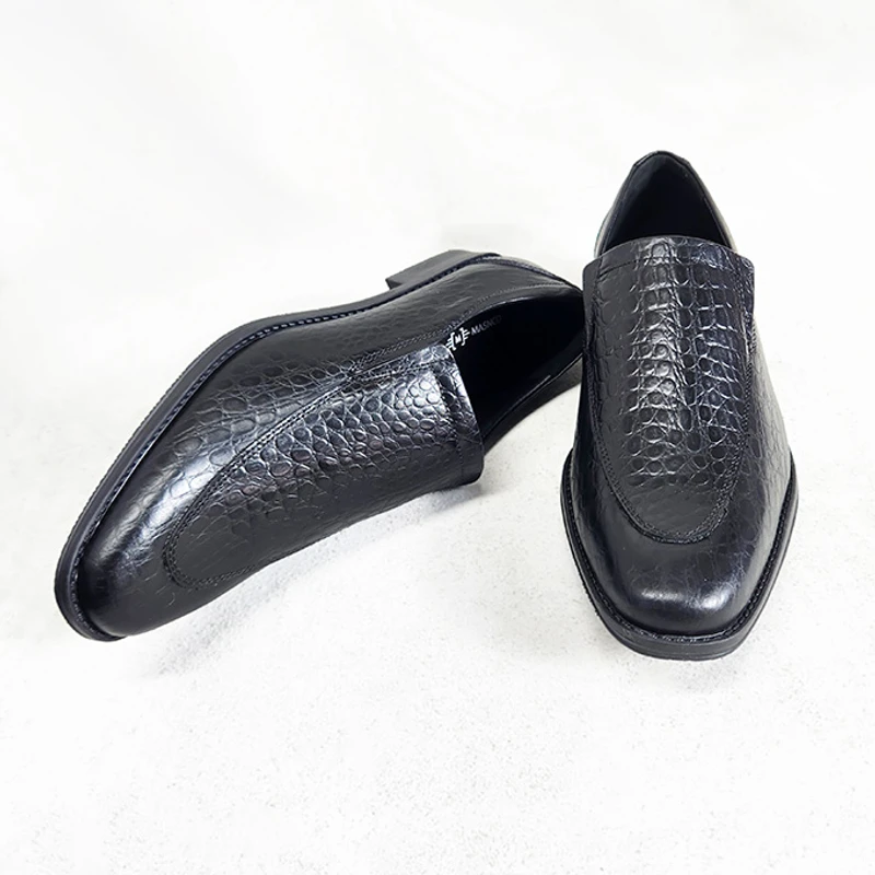 Slip-on Leather Shoe for Men in Black Croco - Image 7