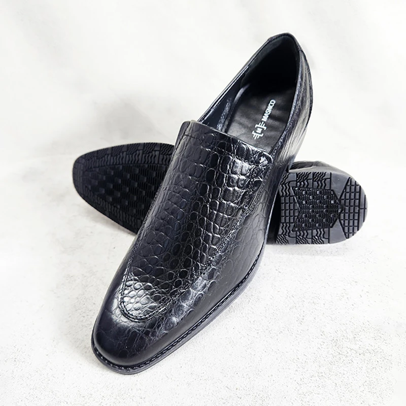 Slip-on Leather Shoe for Men in Black Croco - Image 8
