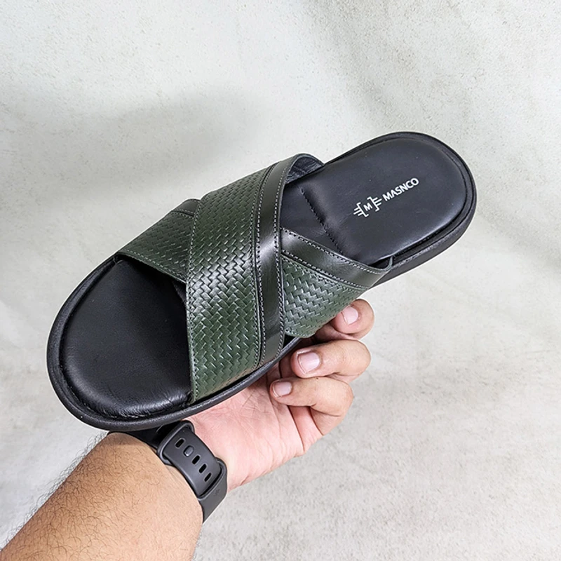 Crossover Strap Sandal In Green