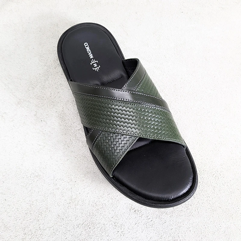 Crossover Strap Sandal In Green - Image 5