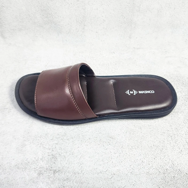 Leather Slider with maximum comfort in Brown - Image 3
