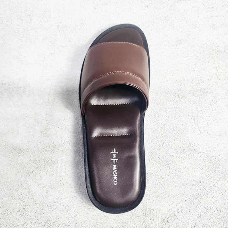 Leather Slider with maximum comfort in Brown - Image 5