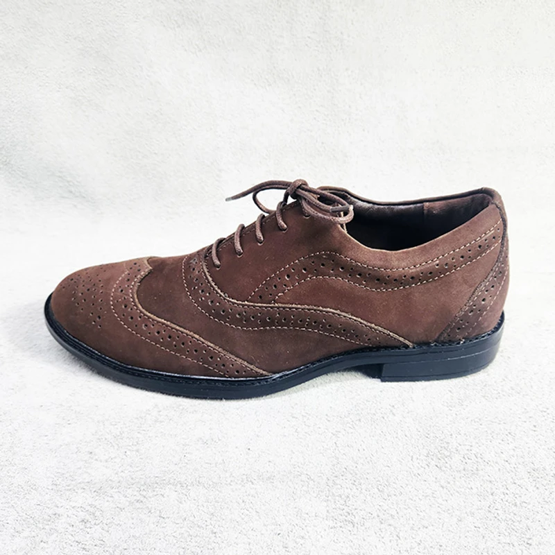 Premium Nubuck Leather Brogue Leather Shoe in Brown
