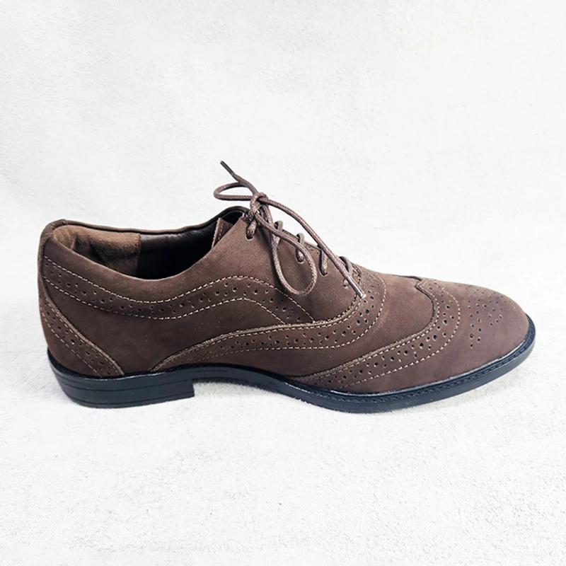 Premium Nubuck Leather Brogue Leather Shoe in Brown