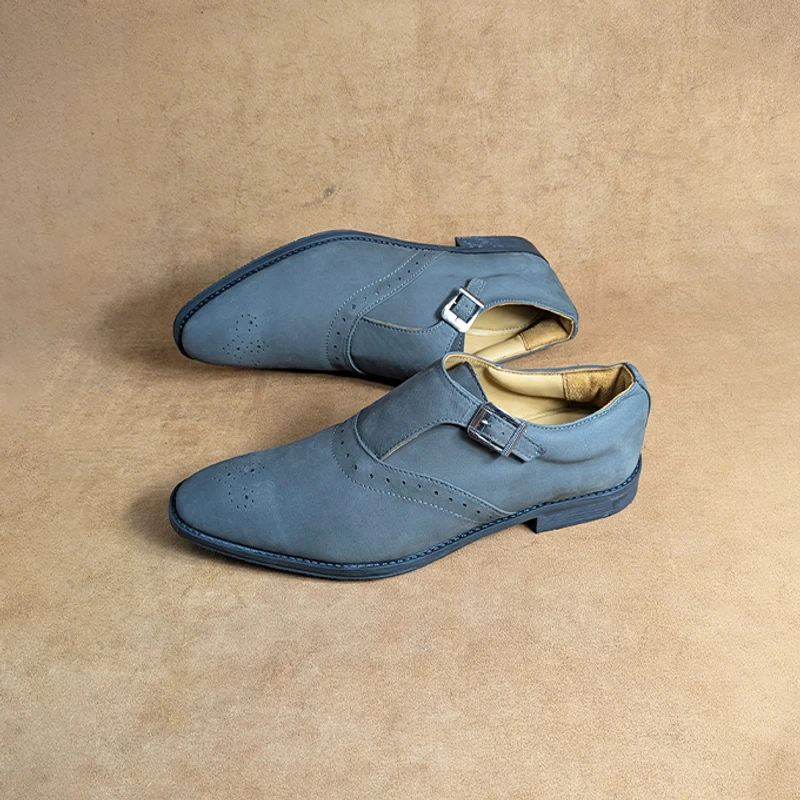 Premium Nubuck Leather Shoe in Grey