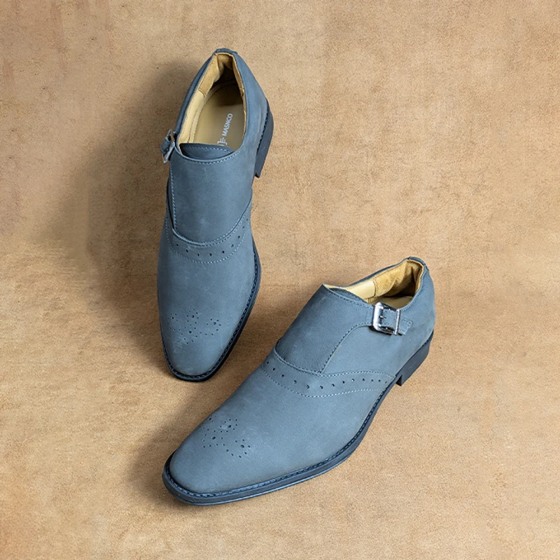 Premium Nubuck Leather Shoe in Grey