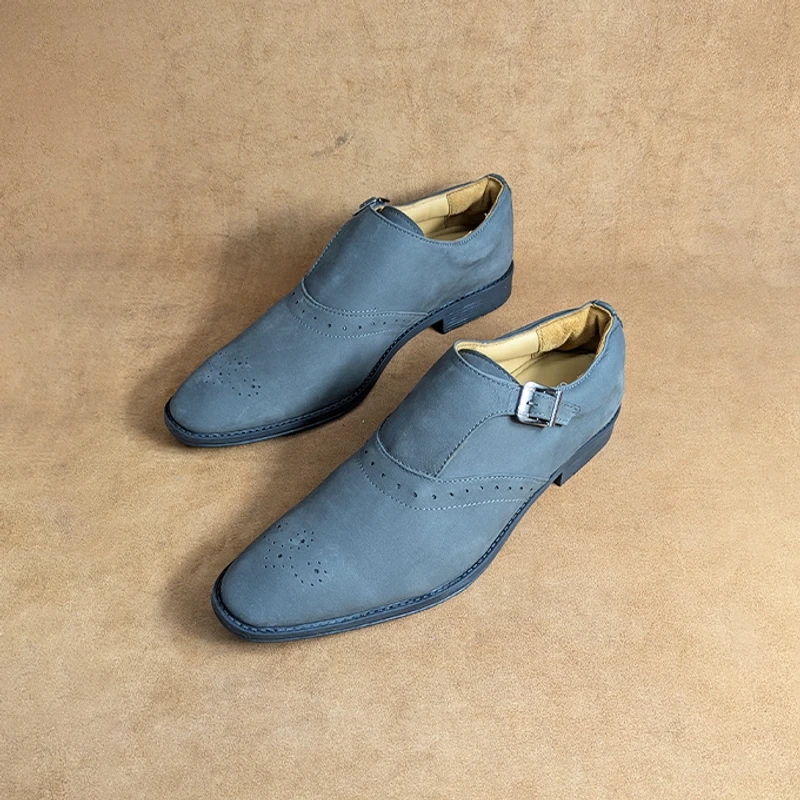 Premium Nubuck Leather Shoe in Grey - Image 5