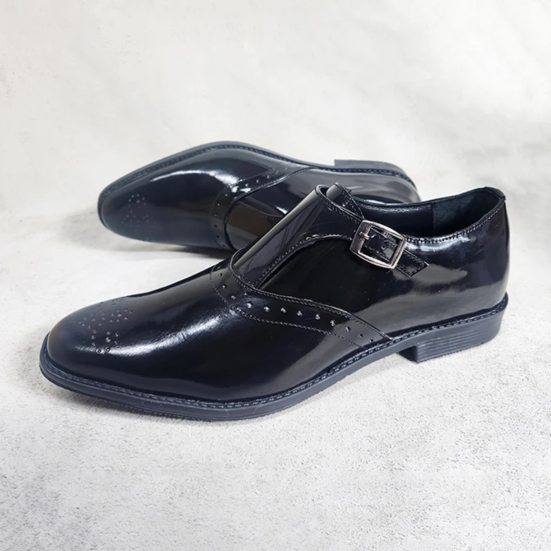 Men's Dress Shoe in Black Single Monk