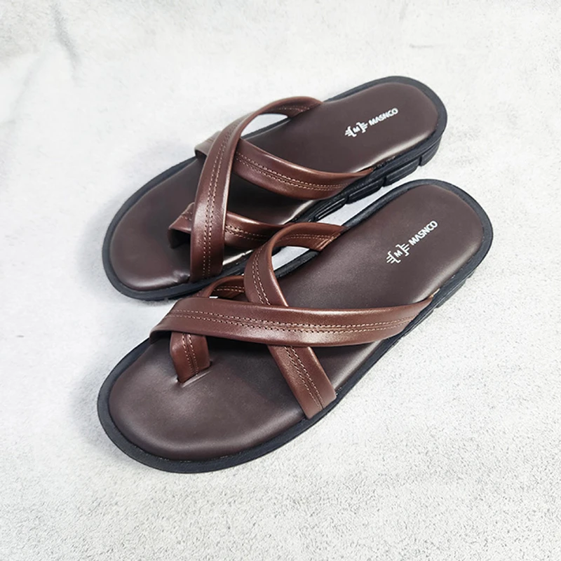 Leather Straps Sandals In Brown