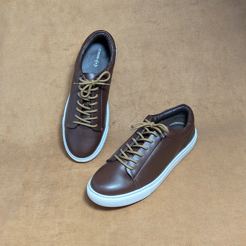 Men’s Premium Leather Sneaker in Brown