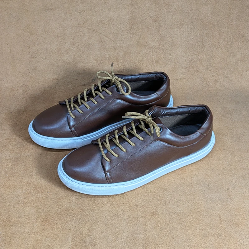 Men’s Premium Leather Sneaker in Brown - Image 4