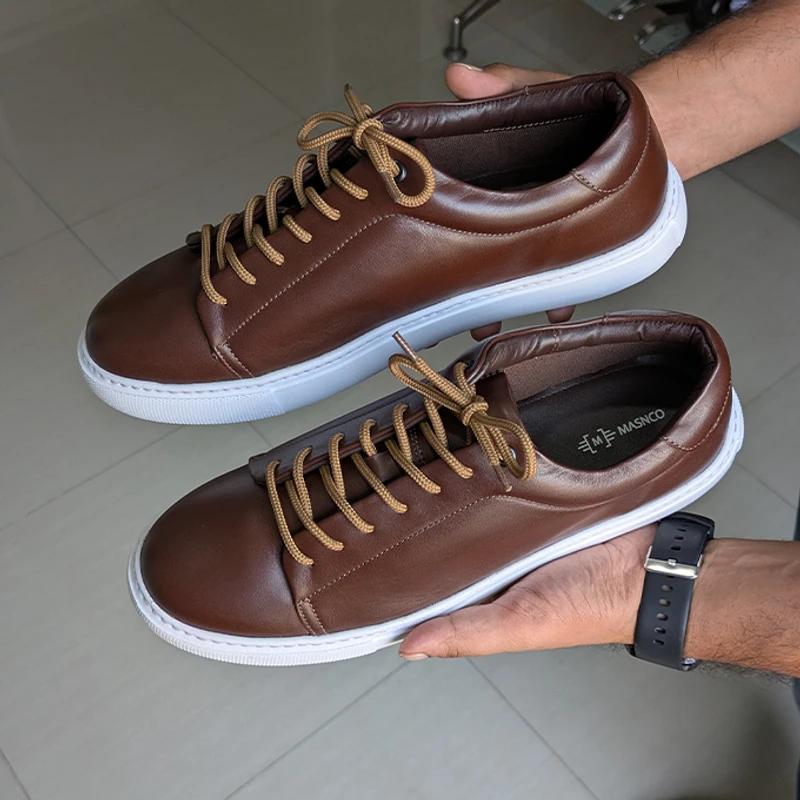 Men’s Premium Leather Sneaker in Brown - Image 6