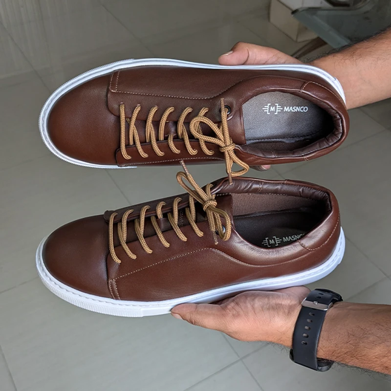 Men’s Premium Leather Sneaker in Brown - Image 7