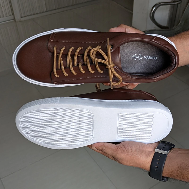 Men’s Premium Leather Sneaker in Brown - Image 8