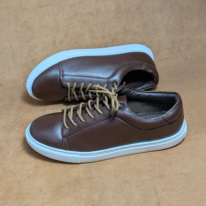 Men’s Premium Leather Sneaker in Brown - Image 9