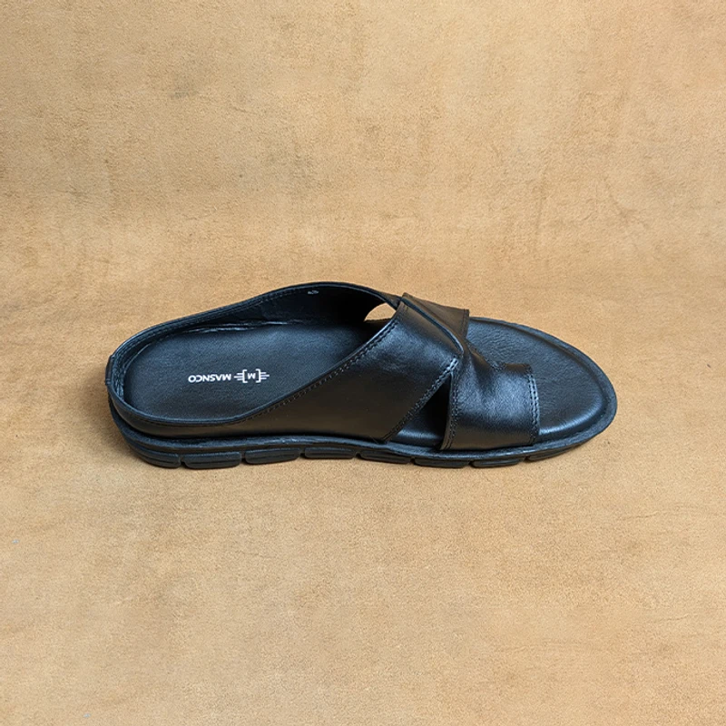 Lightweight Leather Sandal in Black - Image 4