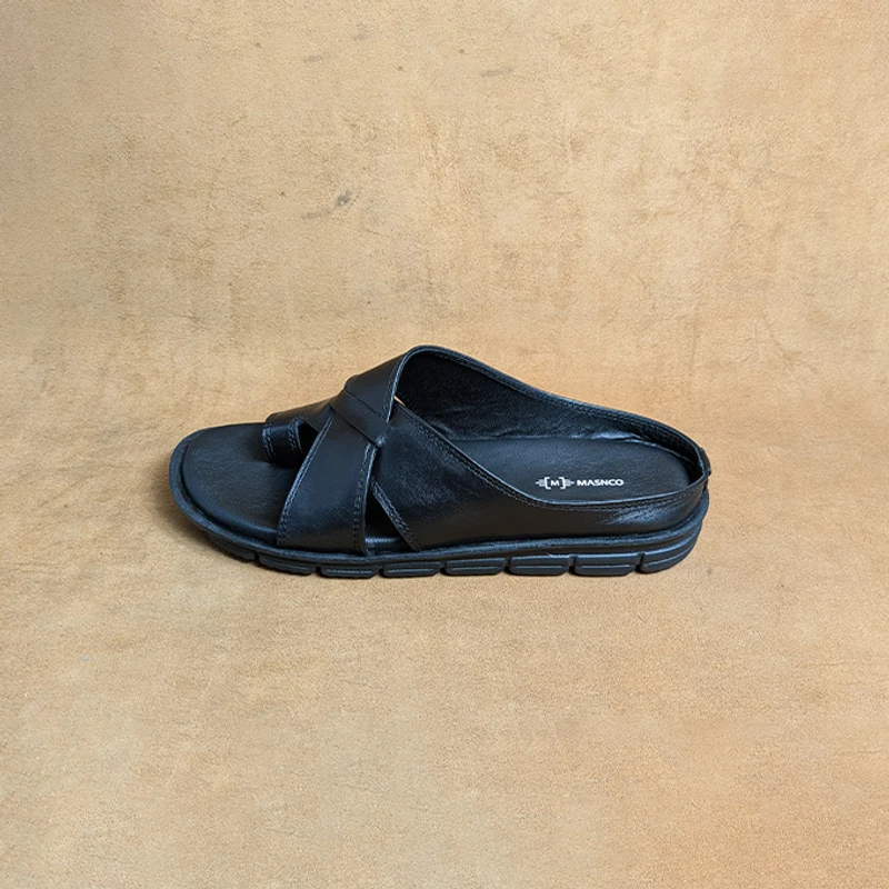 Lightweight Leather Sandal in Black - Image 5