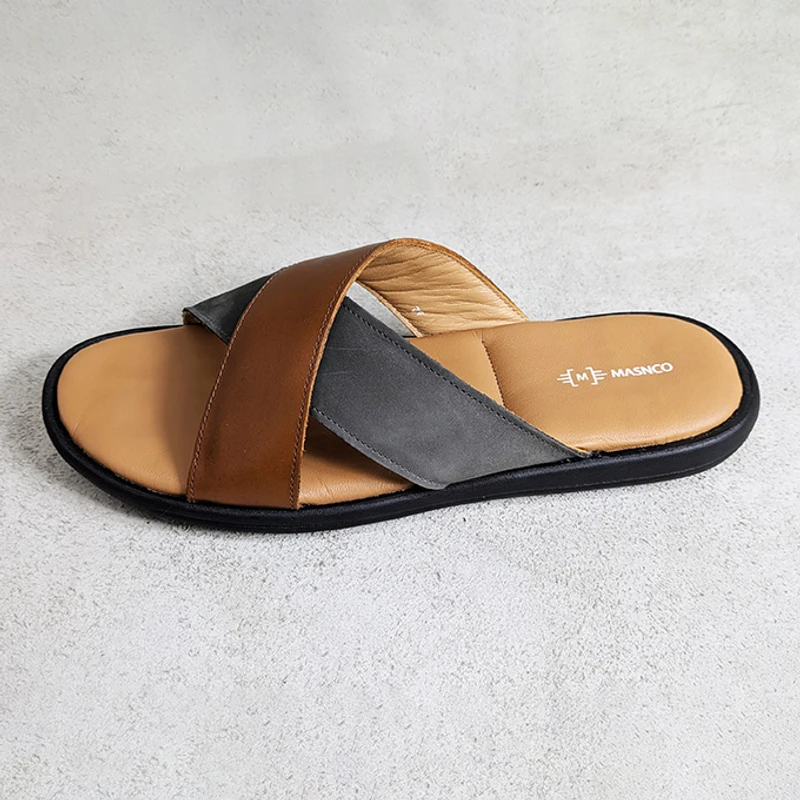 Crossover Strap Sandal In Suede Mix - Image 5