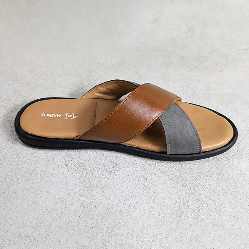 Crossover Strap Sandal In Suede Mix - Image 6