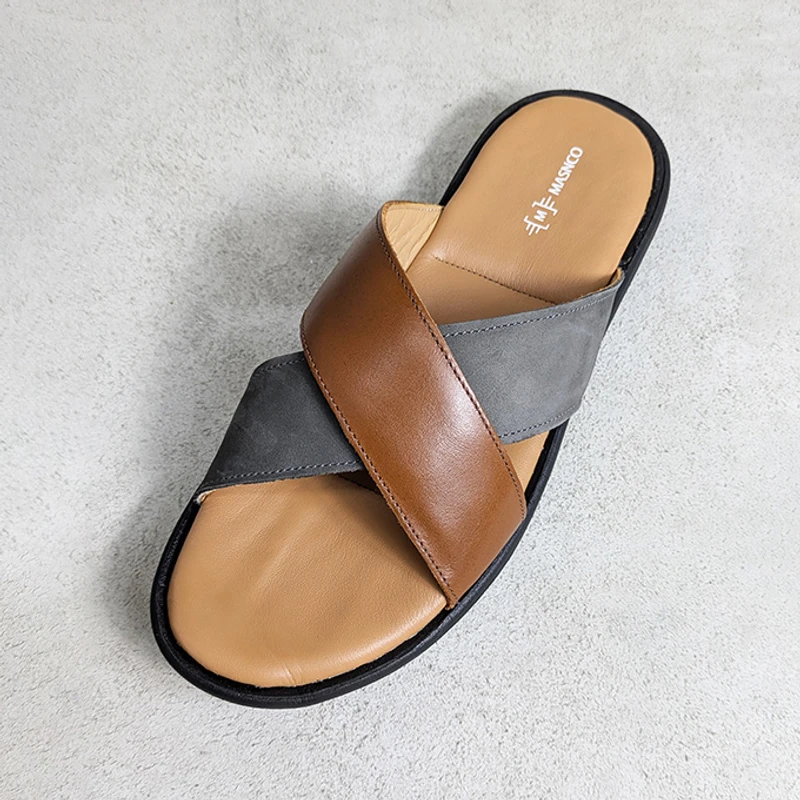 Crossover Strap Sandal In Suede Mix - Image 7
