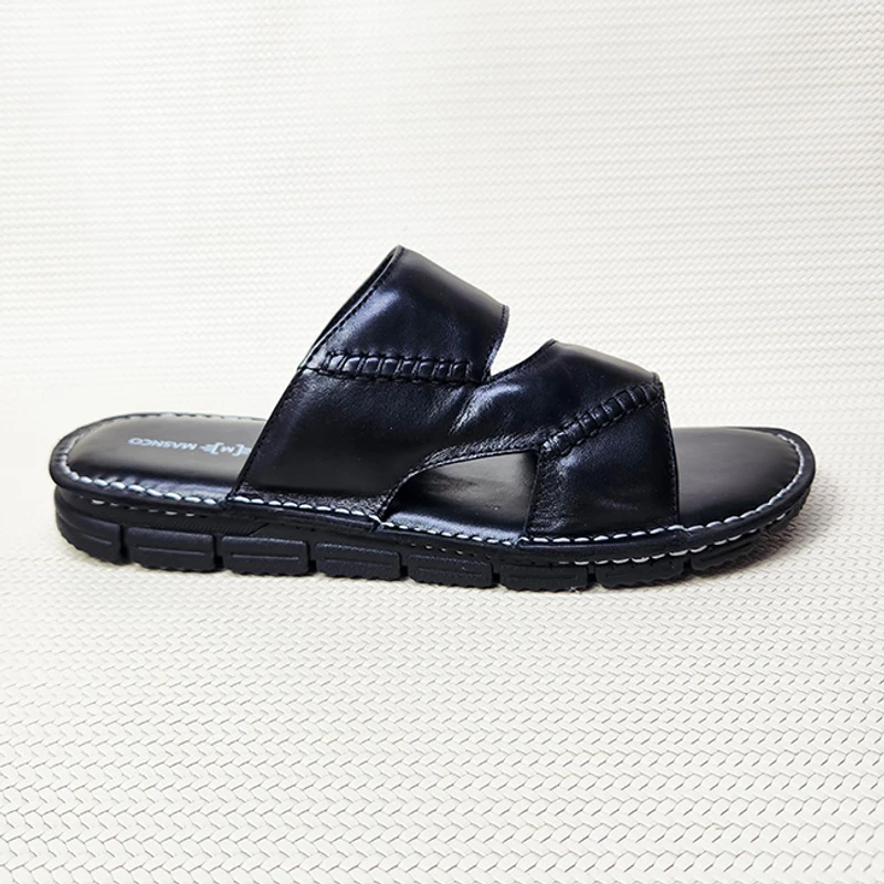 Lightweight Leather Sandal in Black - Image 3