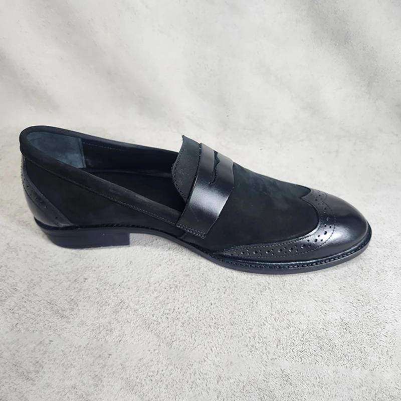 Semi Brogue Men’s Suede Combination Leather shoe - Image 3