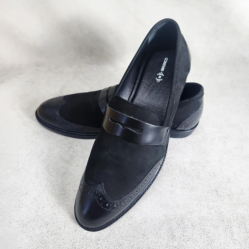 Semi Brogue Men’s Suede Combination Leather shoe - Image 6