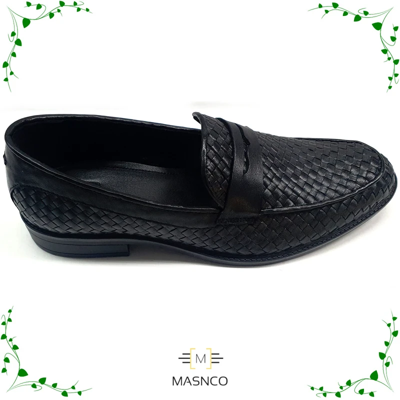 Premium Black Hand Braided Leather Shoes