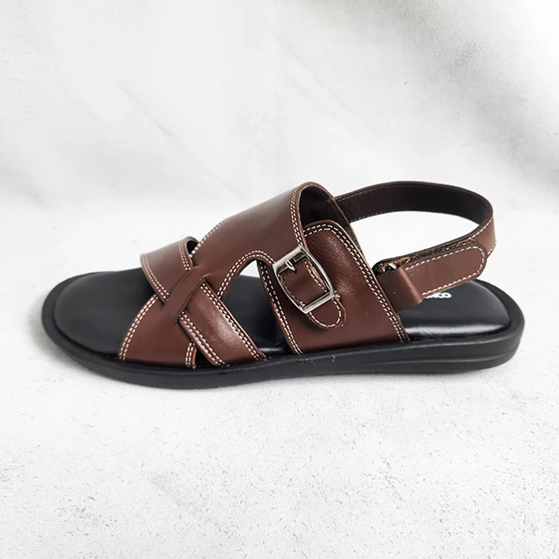 Men’s Back Belt Sandal in Dark Brown