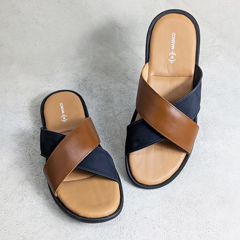 Crossover Strap Sandal In Suede Mix - Image 3