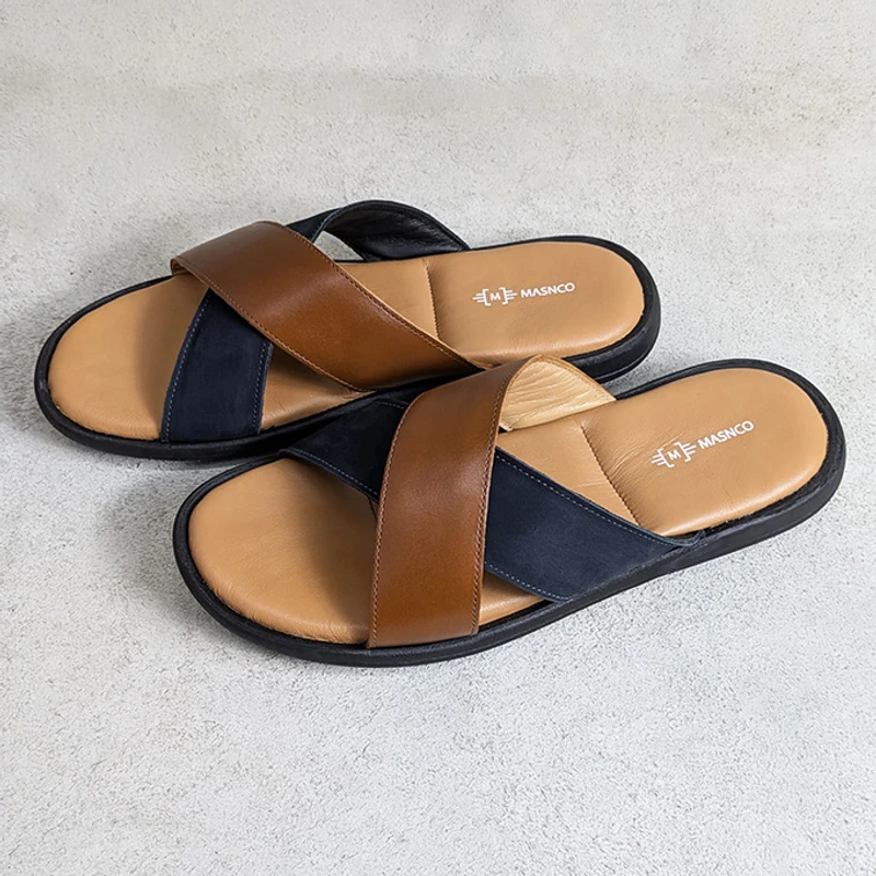 Crossover Strap Sandal In Suede Mix - Image 4