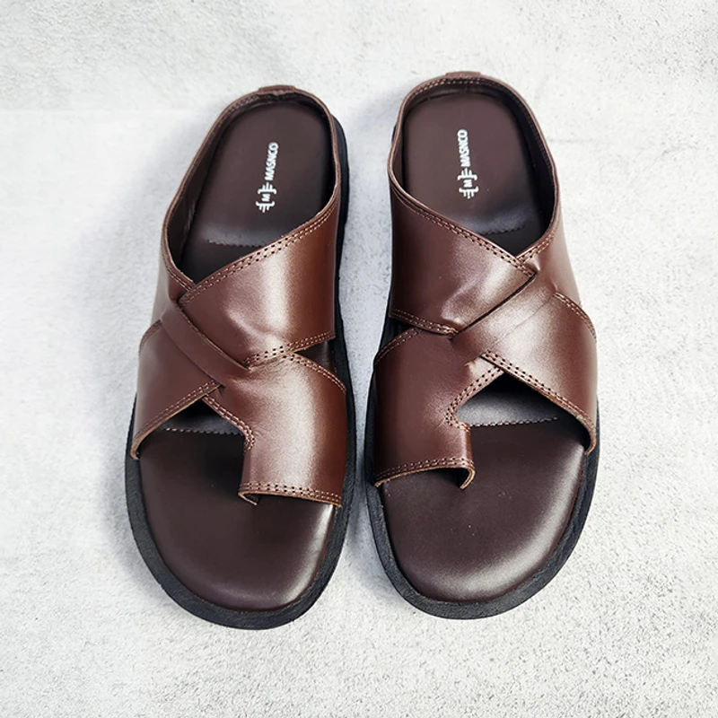 Lightweight Leather Sandal in Dark Brown - Image 3