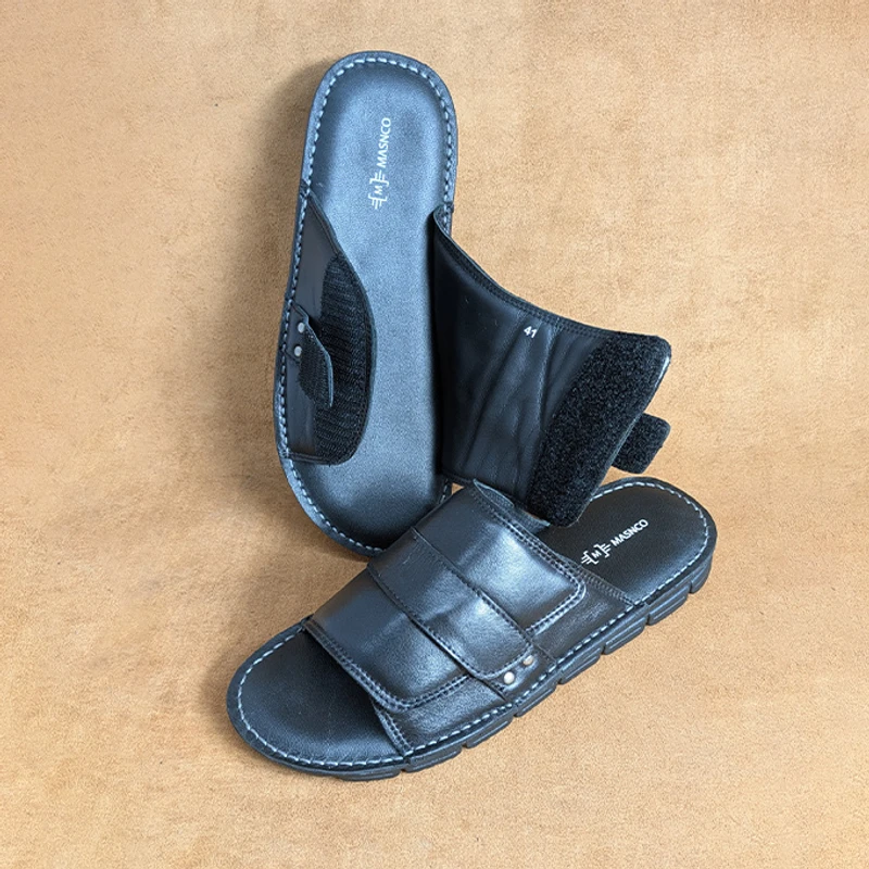 Men's Leather Sandal with High Quality Velcro