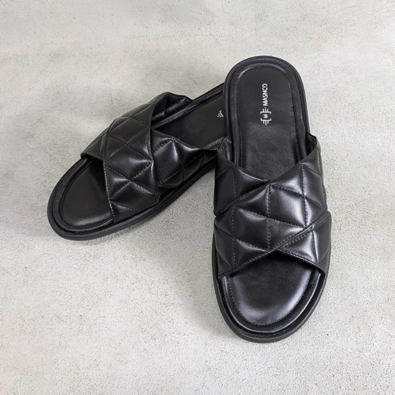 Premium Leather Straps Sandals in Black